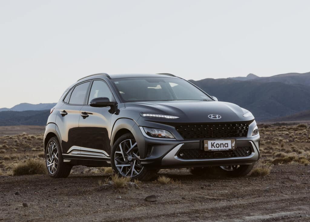 Hyundai Kona Hybrid parked front on 