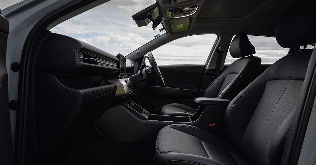 The new generation Hyundai KONA interior and steering wheel