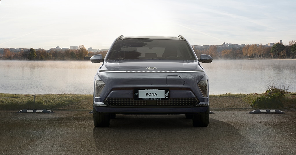 2024 Hyundai KONA parked at a reserve in New Zealand